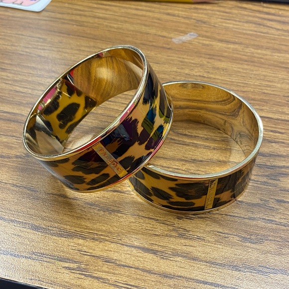 Talbots Leopard-Print Resin Cuff Bracelets in Black and Yellow - Picture 2 of 5